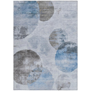 HomeRoots 9' X 12' Stylish Denim Blue Abstract Washable Area Rug – Perfect for Indoor & Outdoor Spaces! 660791
