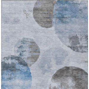 HomeRoots 10' Abstract Washable Area Rug in Denim Blue, Taupe & Ivory - Durable for Indoor/Outdoor Use 660792