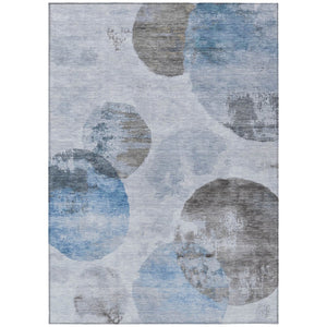 HomeRoots 10' Abstract Washable Area Rug in Denim Blue, Taupe & Ivory - Durable for Indoor/Outdoor Use 660792