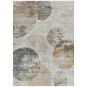 HomeRoots 5' X 8' Abstract Taupe Ivory Beige Washable Area Rug for Indoor Outdoor Spaces – Soft & Durable! 660794