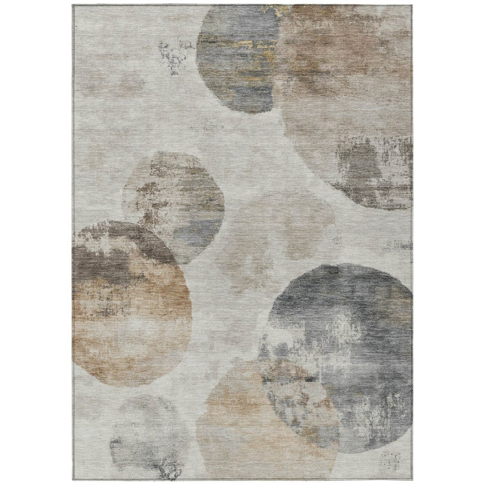 HomeRoots 8' X 10' Taupe Ivory Beige Abstract Area Rug - Stylish Washable Indoor/Outdoor Design, Easy Care! 660796