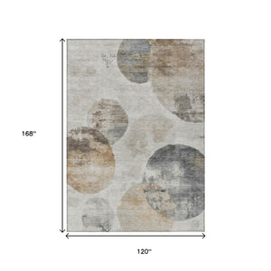 HomeRoots 10' Abstract Washable Area Rug in Taupe, Ivory & Beige - Durable Indoor/Outdoor Stain-Resistant Design 660798