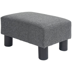 English Elm Homcom Compact Ottoman Foot Rest In Charcoal Gray Linen, Versatile Cube Stool For Modern Interiors W2225P217640