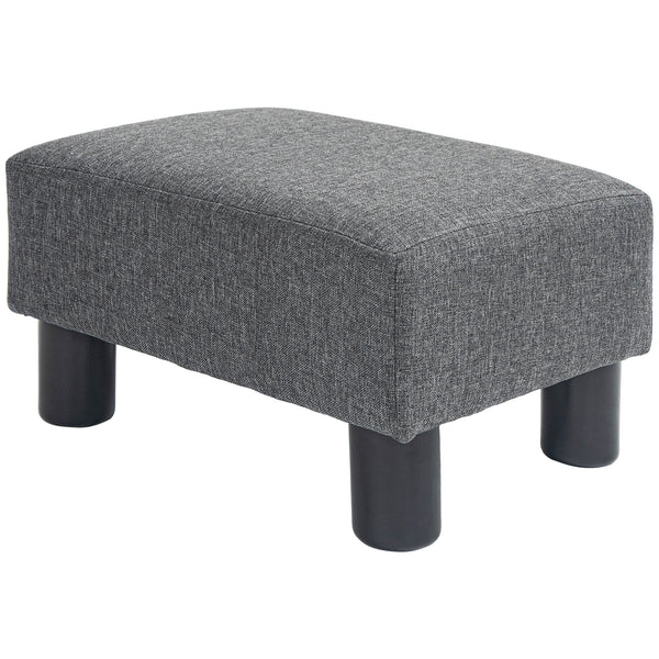 English Elm Homcom Compact Ottoman Foot Rest In Charcoal Gray Linen, Versatile Cube Stool For Modern Interiors W2225P217640