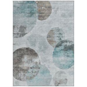 HomeRoots 8' X 10' Teal Blue Ivory Taupe Abstract Area Rug - Stylish, Washable, Indoor/Outdoor, Durable Design 660802