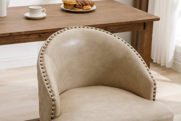 English Elm United We Win Quilted Microsuede Swivel Barstool with Wood Legs and Gold Rivet Trim Apricot W1568P361708