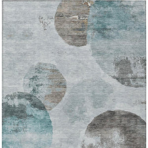 HomeRoots 10' Teal Blue Ivory Taupe Abstract Area Rug - Washable, Durable, Indoor Outdoor Use, Stain-Resistant! 660804
