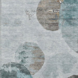 HomeRoots 10' Teal Blue Ivory Taupe Abstract Area Rug - Washable, Durable, Indoor Outdoor Use, Stain-Resistant! 660804