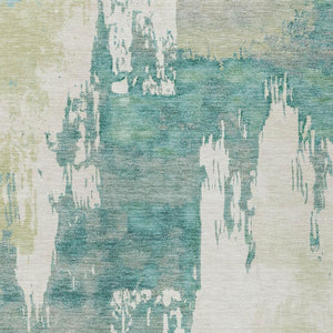 HomeRoots 9' X 12' Stylish Artichoke Green Abstract Washable Area Rug for Indoor & Outdoor Use, Easy Care 660809
