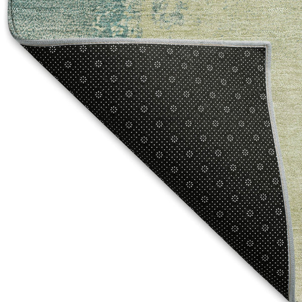 HomeRoots 10' Artichoke Green Ivory Aqua Abstract Washable Area Rug - Durable Indoor/Outdoor Design, Easy Care 660810