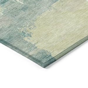 HomeRoots 10' Artichoke Green Ivory Aqua Abstract Washable Area Rug - Durable Indoor/Outdoor Design, Easy Care 660810