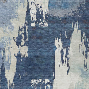 HomeRoots 8' X 10' Blue and Ivory Abstract Area Rug – Stylish, Washable, Indoor/Outdoor, Stain-Resistant Design! 660814