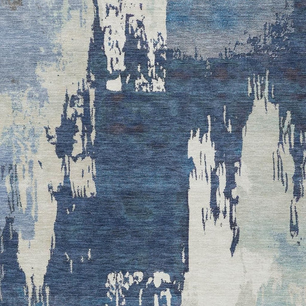 HomeRoots 8' X 10' Blue and Ivory Abstract Area Rug – Stylish, Washable, Indoor/Outdoor, Stain-Resistant Design! 660814