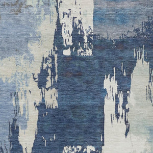 HomeRoots 9' X 12' Blue Ivory Abstract Area Rug - Stylish, Washable, Indoor/Outdoor, Durable for Homes with Kids & Pets 660815