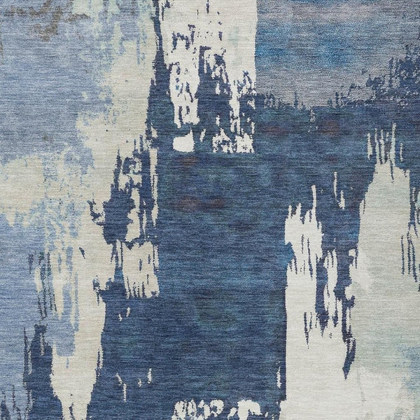 HomeRoots 9' X 12' Blue Ivory Abstract Area Rug - Stylish, Washable, Indoor/Outdoor, Durable for Homes with Kids & Pets 660815