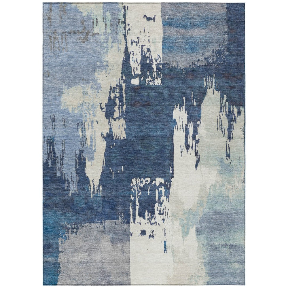 HomeRoots 10' Blue and Ivory Abstract Indoor Outdoor Area Rug – Washable, Durable, and Stylish for Any Space! 660816