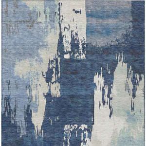 HomeRoots 10' Blue and Ivory Abstract Indoor Outdoor Area Rug – Washable, Durable, and Stylish for Any Space! 660816