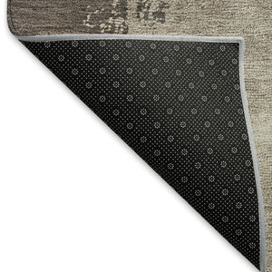 HomeRoots 5' Abstract Washable Area Rug in Brown, Ivory & Blue – Perfect for Indoor/Outdoor Spaces! 660818