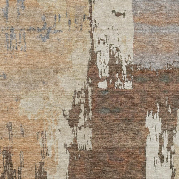 HomeRoots 5' X 8' Abstract Washable Area Rug in Rust, Ivory & Gray – Durable, Versatile for Indoor/Outdoor Use 660824
