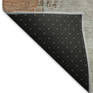 HomeRoots 8' Round Abstract Area Rug in Rust, Ivory & Gray - Washable, Durable for Indoor & Outdoor Spaces 660825
