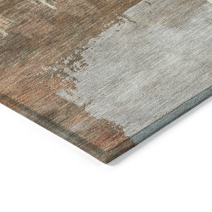 HomeRoots 8' Round Abstract Area Rug in Rust, Ivory & Gray - Washable, Durable for Indoor & Outdoor Spaces 660825