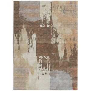 HomeRoots 8' X 10' Washable Indoor Outdoor Area Rug in Rust, Ivory, and Gray – Durable, Stylish, Easy Care! 660826