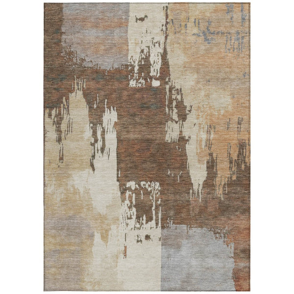 HomeRoots 8' X 10' Washable Indoor Outdoor Area Rug in Rust, Ivory, and Gray – Durable, Stylish, Easy Care! 660826
