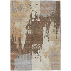 HomeRoots 9' X 12' Abstract Washable Area Rug in Rust, Ivory & Gray – Perfect for Indoor & Outdoor Spaces! 660827