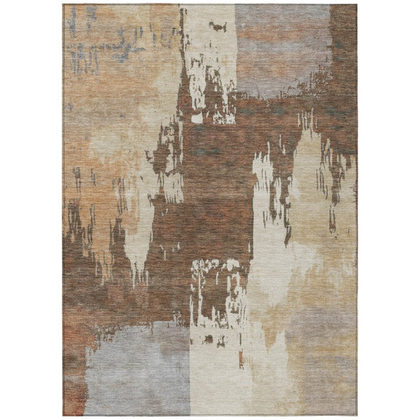 HomeRoots 10' X 14' Abstract Rust Ivory Gray Washable Rug - Durable Indoor Outdoor Area Rug for High-Traffic Spaces 660828