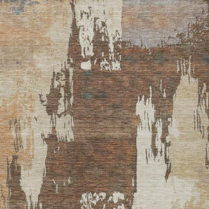 HomeRoots 10' X 14' Abstract Rust Ivory Gray Washable Rug - Durable Indoor Outdoor Area Rug for High-Traffic Spaces 660828
