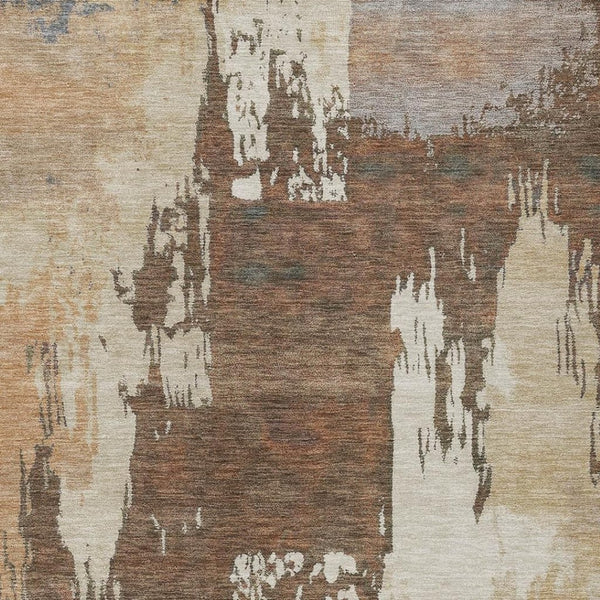 HomeRoots 10' X 14' Abstract Rust Ivory Gray Washable Rug - Durable Indoor Outdoor Area Rug for High-Traffic Spaces 660828