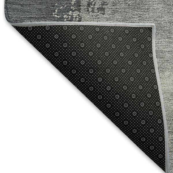 HomeRoots 8' X 10' Charcoal Ivory Beige Abstract Rug - Washable, Durable, Stylish for Indoor & Outdoor Spaces 660832