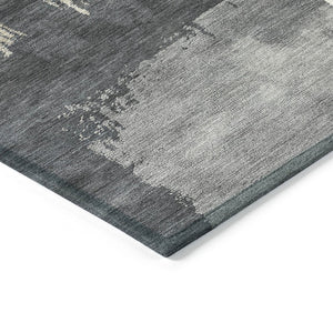 HomeRoots 8' X 10' Charcoal Ivory Beige Abstract Rug - Washable, Durable, Stylish for Indoor & Outdoor Spaces 660832
