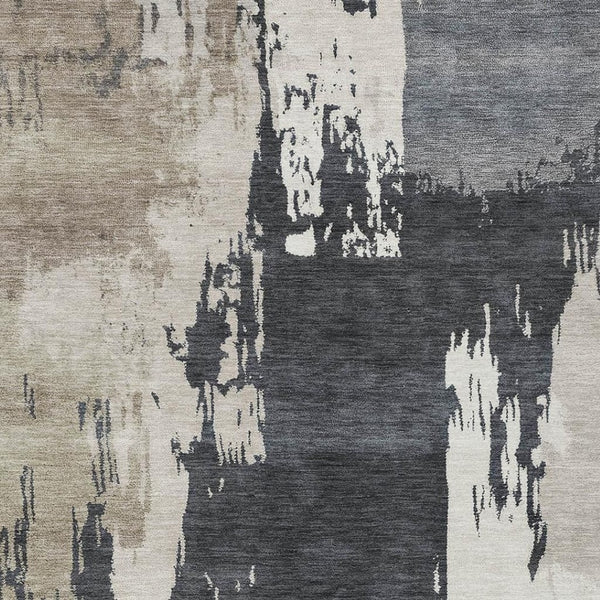 HomeRoots 9' X 12' Charcoal Ivory Abstract Area Rug – Washable, Stain-Resistant, Stylish for Indoor & Outdoor Use 660833
