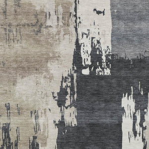 HomeRoots 10' Charcoal Ivory Beige Abstract Washable Area Rug - Durable Indoor Outdoor Style for Modern Spaces 660834