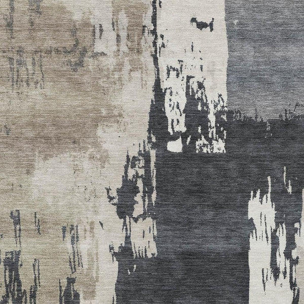 HomeRoots 10' Charcoal Ivory Beige Abstract Washable Area Rug - Durable Indoor Outdoor Style for Modern Spaces 660834