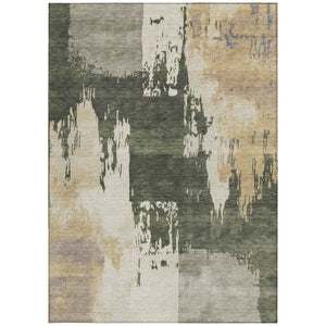 HomeRoots 8' X 10' Stylish Olive Green, Ivory & Tan Abstract Area Rug - Washable Indoor/Outdoor Perfect for Homes 660838