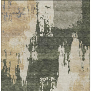 HomeRoots 10' Olive Green Abstract Washable Area Rug – Durable Indoor/Outdoor Design for High-Traffic Spaces 660840