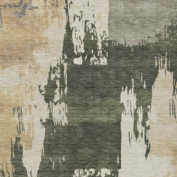 HomeRoots 10' Olive Green Abstract Washable Area Rug – Durable Indoor/Outdoor Design for High-Traffic Spaces 660840