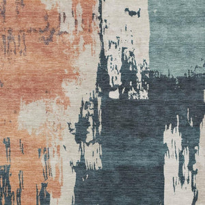 HomeRoots 5' X 8' Abstract Area Rug in Teal Blue, Pink & Orange - Durable, Washable for Indoor & Outdoor Use 660842
