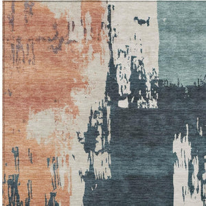 HomeRoots 9' Vibrant Teal Blue Pink Orange Abstract Washable Area Rug for Indoor & Outdoor Spaces, 9x12 ft 660845