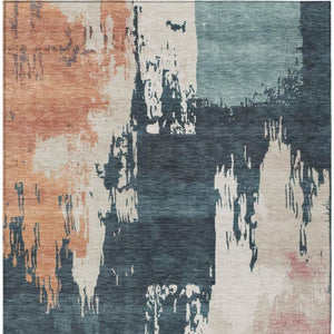 HomeRoots 10' Vibrant Teal Blue Pink Orange Abstract Washable Area Rug for Indoor & Outdoor Spaces, Durable Design 660846