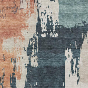HomeRoots 10' Vibrant Teal Blue Pink Orange Abstract Washable Area Rug for Indoor & Outdoor Spaces, Durable Design 660846