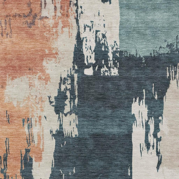 HomeRoots 10' Vibrant Teal Blue Pink Orange Abstract Washable Area Rug for Indoor & Outdoor Spaces, Durable Design 660846