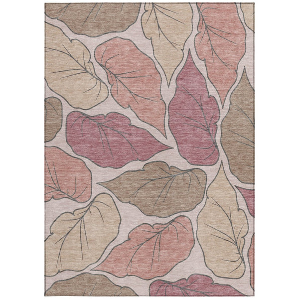 HomeRoots 10' Blush and Ivory Botanical Leaves Area Rug - Washable, Durable for Indoor & Outdoor Use, Stylish Decor 660858