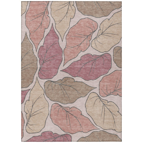 HomeRoots 10' Blush and Ivory Botanical Leaves Area Rug - Washable, Durable for Indoor & Outdoor Use, Stylish Decor 660858