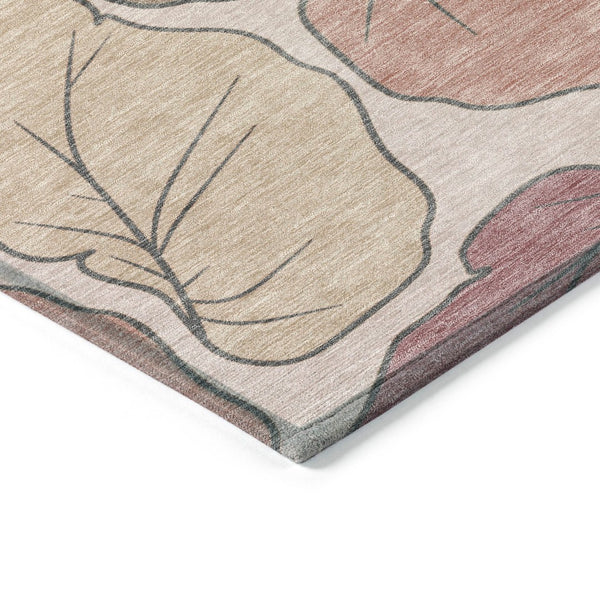 HomeRoots 10' Blush and Ivory Botanical Leaves Area Rug - Washable, Durable for Indoor & Outdoor Use, Stylish Decor 660858