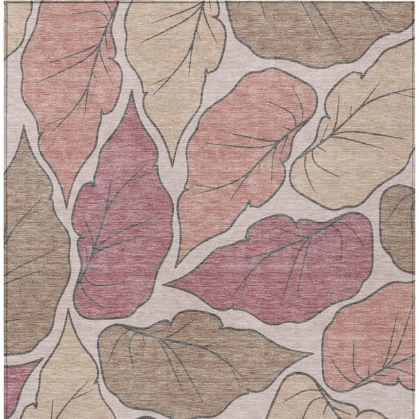 HomeRoots 10' Blush and Ivory Botanical Leaves Area Rug - Washable, Durable for Indoor & Outdoor Use, Stylish Decor 660858