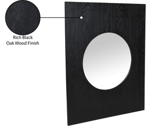 Meridian Furniture Optic Art Deco Oak Wood Wall Mirror with Geometric Frame for Entryway or Bedroom Decor Black 66085Black-M