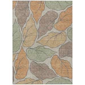 HomeRoots 9' Copper Ivory Sage Botanical Leaves Rug – Washable Indoor/Outdoor Area Rug for High Traffic Spaces 660863